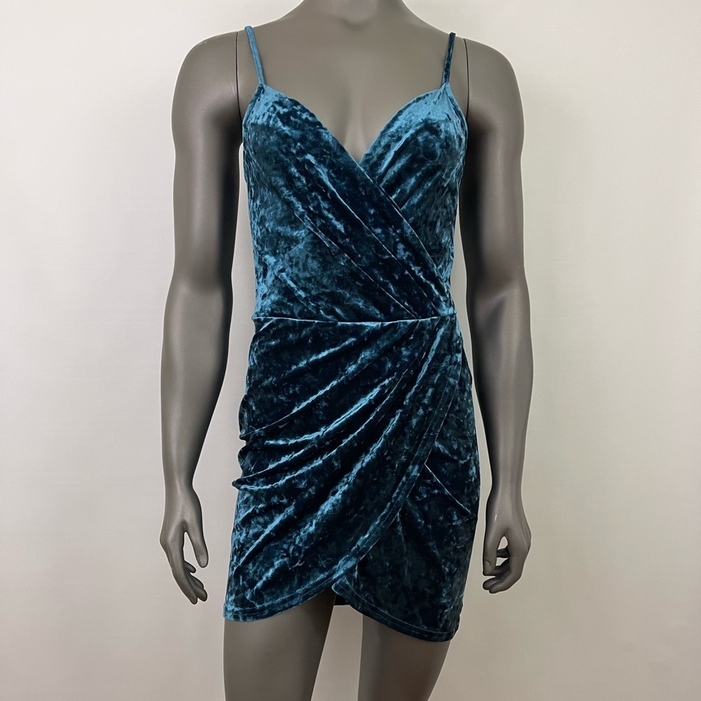 New Look Velvet Faux Wrap Dress Sz 8 Strappy Party Holiday Sexy